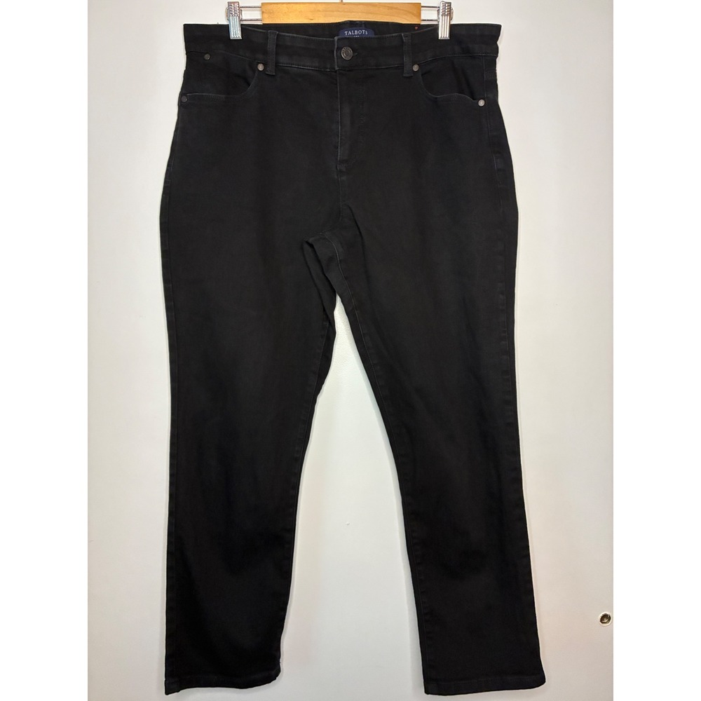 Talbots Jeans Women 16 Black Ankle Curvy Simply Flattering Stretch Denim Pants